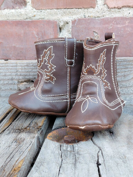 Brown Leather Cowboy Boots for Infants