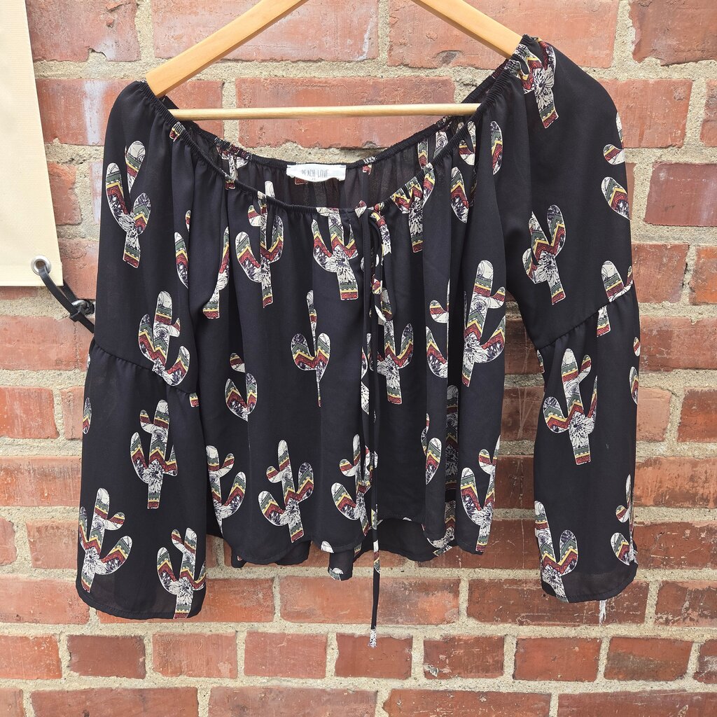 Peach Love California Cactus Print Blouse