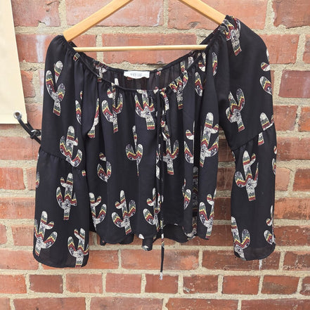 Peach Love California Cactus Print Blouse