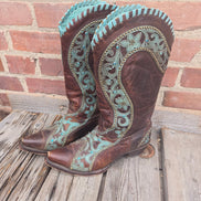 Corral Brown and Turquoise Cowboy Boots
