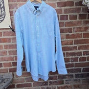 Lands' End Men's Blue Plaid Button-Up Shirt