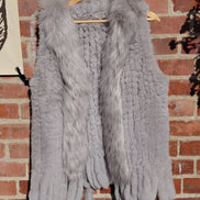 Sioni Gray Faux Fur Vest