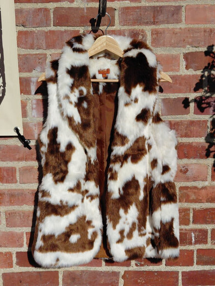 Scully Faux Fur Cow Print Vest
