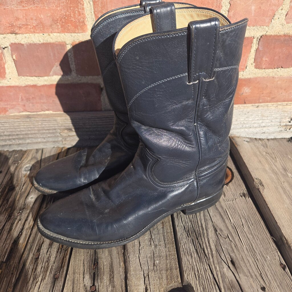 Justin Men's Black Leather Cowboy Boots