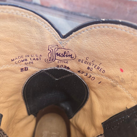 Justin Men's Black Leather Cowboy Boots