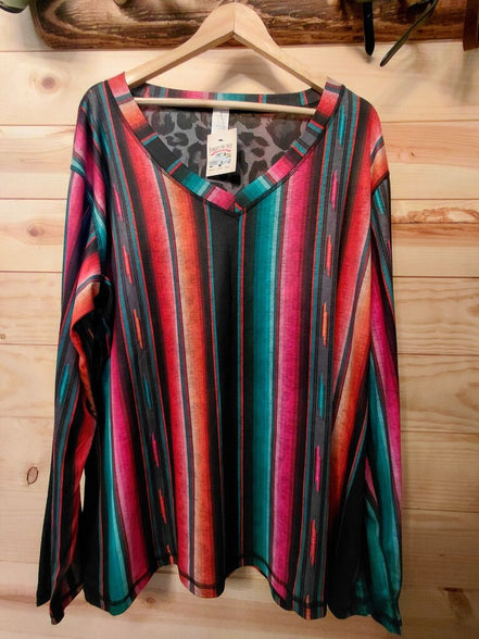 Sterling Kreek Colorful Striped Long Sleeve Top