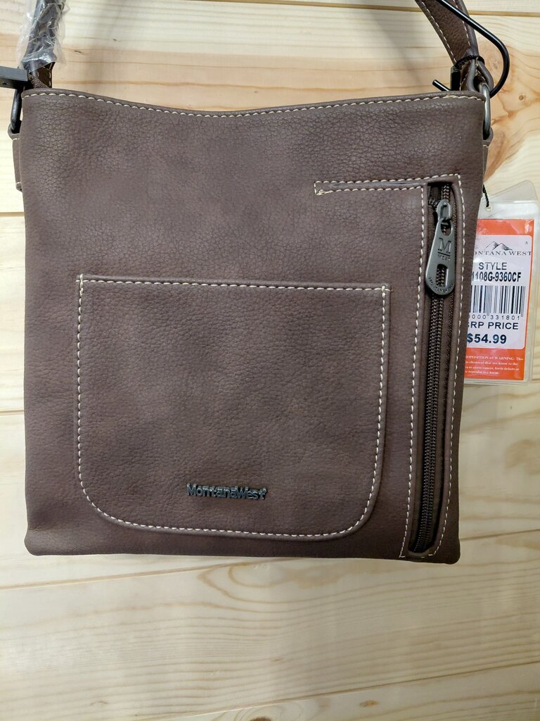 Montana West Brown Crossbody Purse with Floral Design