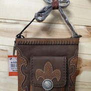 Montana West Brown Crossbody Purse with Floral Design