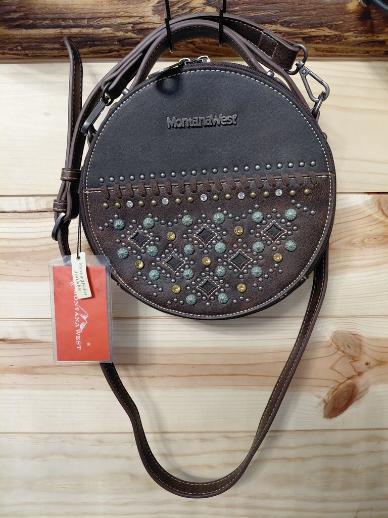 Montana West Round Crossbody Bag with Studs