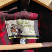 Outback Trading Co. Brown Leather Jacket with Red Plaid Lining