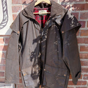 Outback Trading Co. Brown Leather Jacket with Red Plaid Lining
