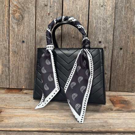 Black and White Western Skinny Mini Wild Rag Scarf / Cowgirl Necktie #TW108