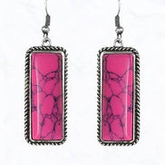 Rectangle Semi Genuine Stone Western Earrings