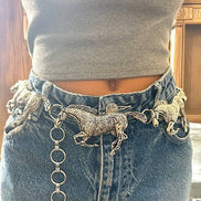 WESTERN METAL HORSE LINK CHAIN BELT