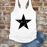 Distressed Star, Fourth of July, Women Fit Fitted Racerback Tank Top