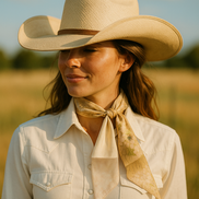 Green and Cream Western Skinny Mini Wild Rag Scarf / Cowgirl Necktie #TW105