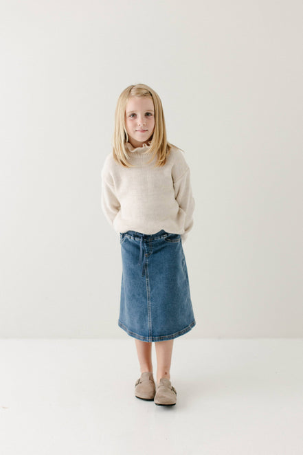 Ava Girl Denim Skirt in Medium Wash