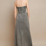 STRAPLESS DENIM MAXI DRESS 3135DIA DARK DEN