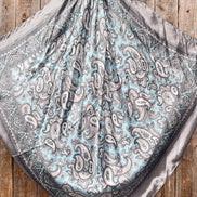 Grey & Turquoise Paisley Wild Rag - Western Scarf