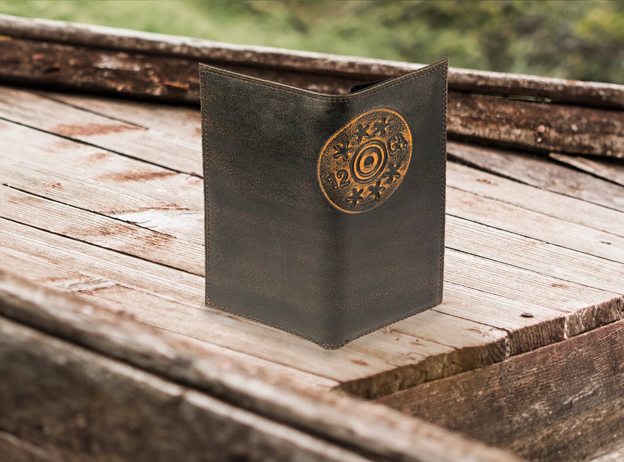 Shotshell Burnished Leather Secretary Wallet