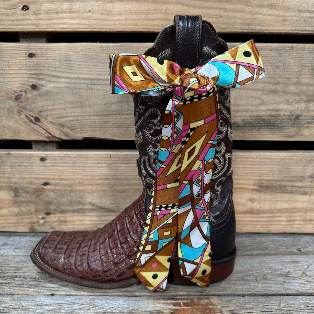 Brown and Yellow Western Skinny Mini Wild Rag Scarf / Cowgirl Necktie #TW328