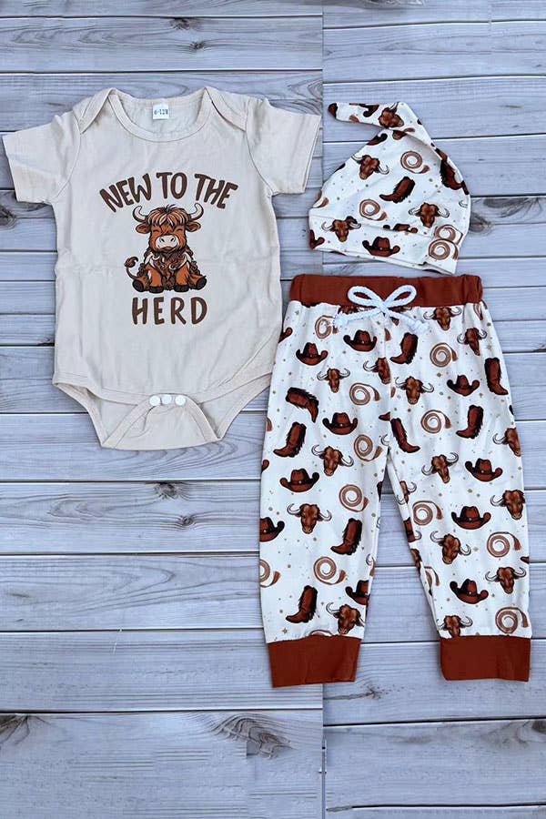 Western NEW TO THE HERD 3pc baby boutique set 2601089M