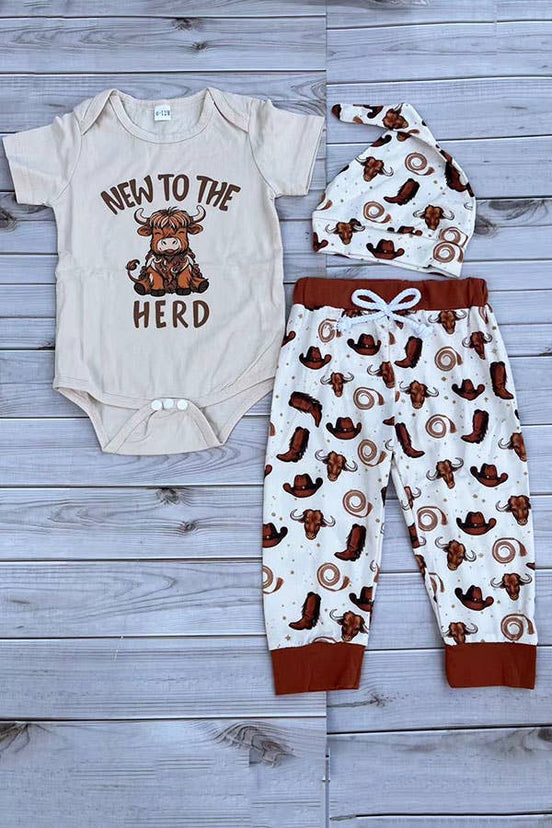 Western NEW TO THE HERD 3pc baby boutique set 2601089M