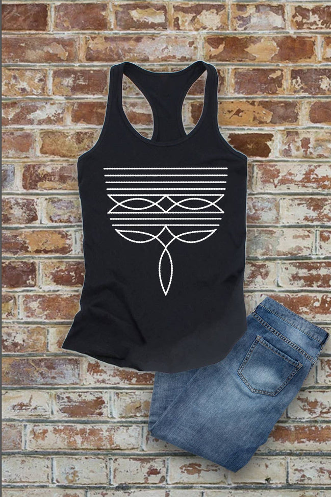Western Boot Stitch, Women Fitted Racerback Tank Top