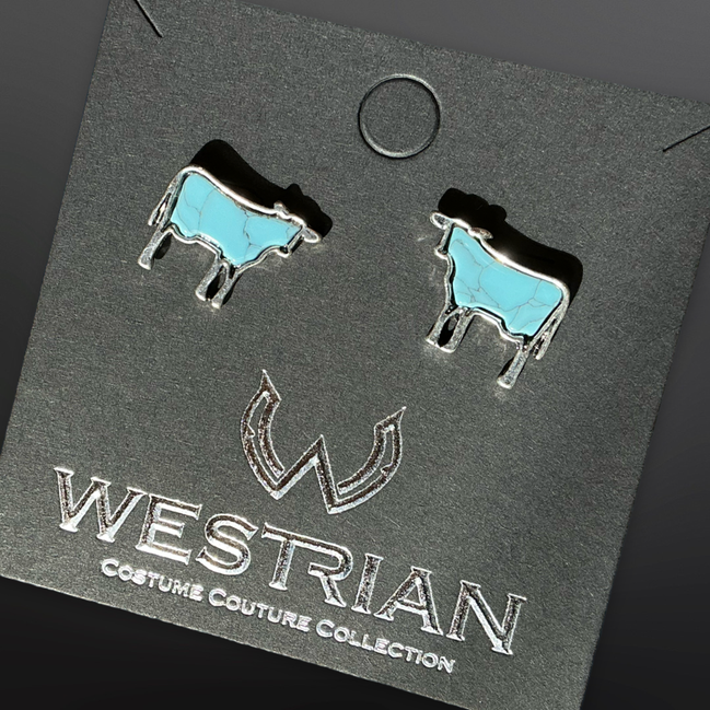 Farm Animal Faux Turquoise Earrings Cow Horse Pig Goat