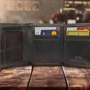 Shotshell Burnished Leather Trifold Wallet