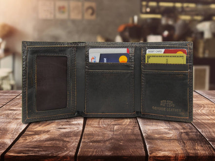 Shotshell Burnished Leather Trifold Wallet