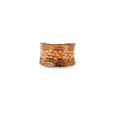 Handcrafted Copper Leaf Border Ring