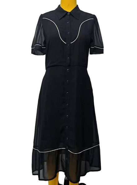 TH2409 PEARL SNAP SOLID BLACK DRESS (7 PIECE)