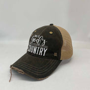 God’s Country Distressed Embroidered Trucker Cap Hat