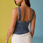 PT17680 Eloise Front Lace-up Denim Corset Top