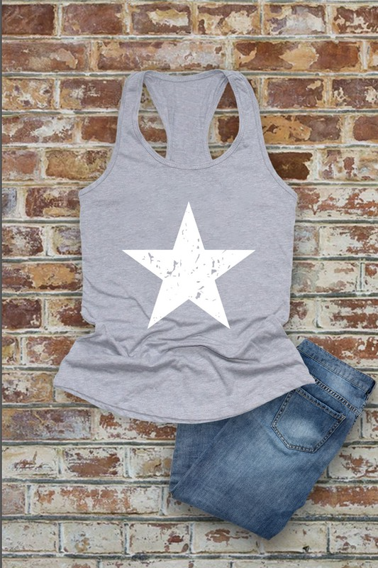 Distressed Star, Fourth of July, Women Fit Fitted Racerback Tank Top