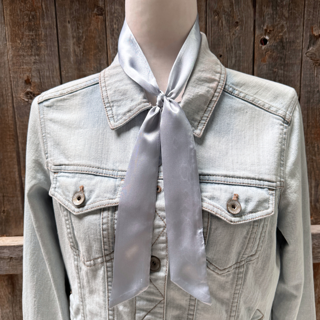 Silver / Grey Western Skinny Mini Wild Rag Scarf / Cowgirl Necktie #TW304
