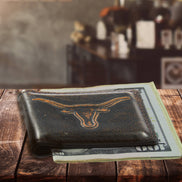 Texas Longhorns Burnished Leather Money Clip