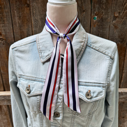 Red, White and Blue Stripes Western Skinny Mini Wild Rag Scarf / Cowgirl Necktie #TW326