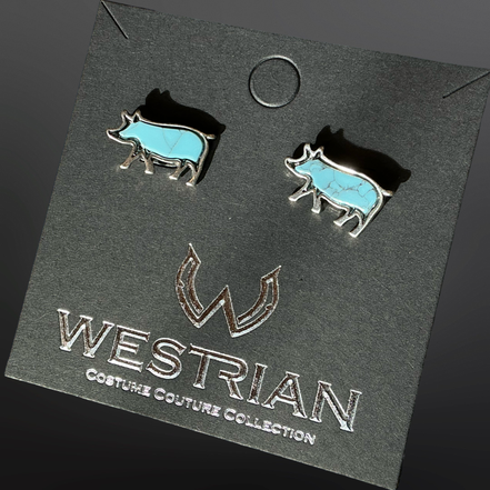 Farm Animal Faux Turquoise Earrings Cow Horse Pig Goat
