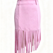Western Vintage Cowboy Faux Suede Fringe Skirt