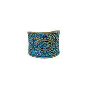 Handcrafted Silver Patina Blue Mandala Ring