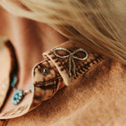 Camel Stretch Denim Pearl Cowgirl and Bow Embroidered Shirt