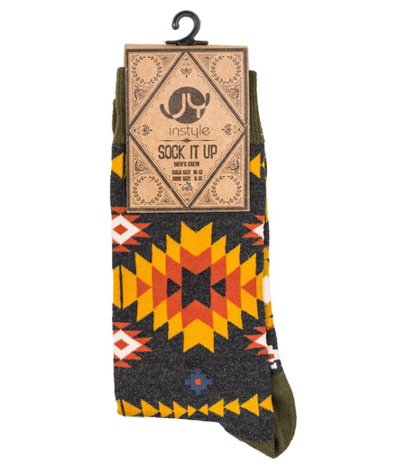 Chamomile Twist | Men's Premium Cotton Crew Dress Socks
