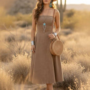 Strapless Stretch Denim Midi Dress: Medium Denim / L