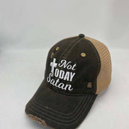 Not Today Satan Distressed Trucker Cap Hat