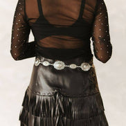 Black Long Sleeve Rhinestone Detail Mesh Top