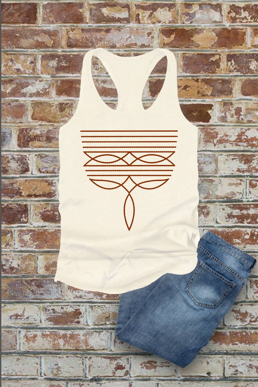 Western Boot Stitch, Women Fitted Racerback Tank Top