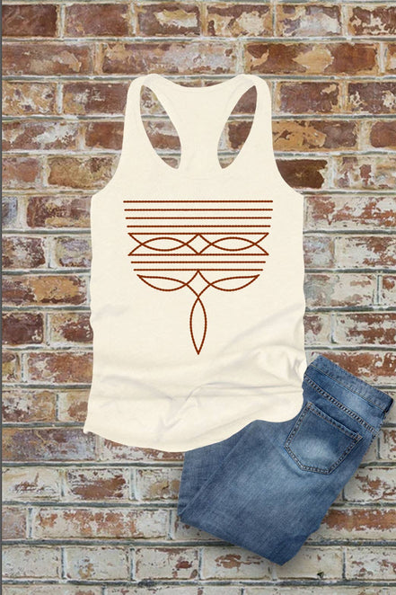 Western Boot Stitch, Women Fitted Racerback Tank Top