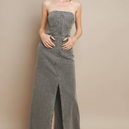 STRAPLESS DENIM MAXI DRESS 3135DIA DARK DEN